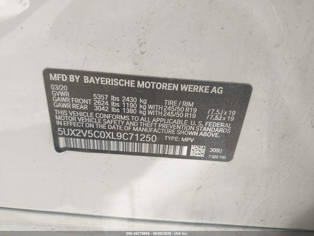 5UX2V5C0XL9C71250 2020 BMW X4 photo no. 9
