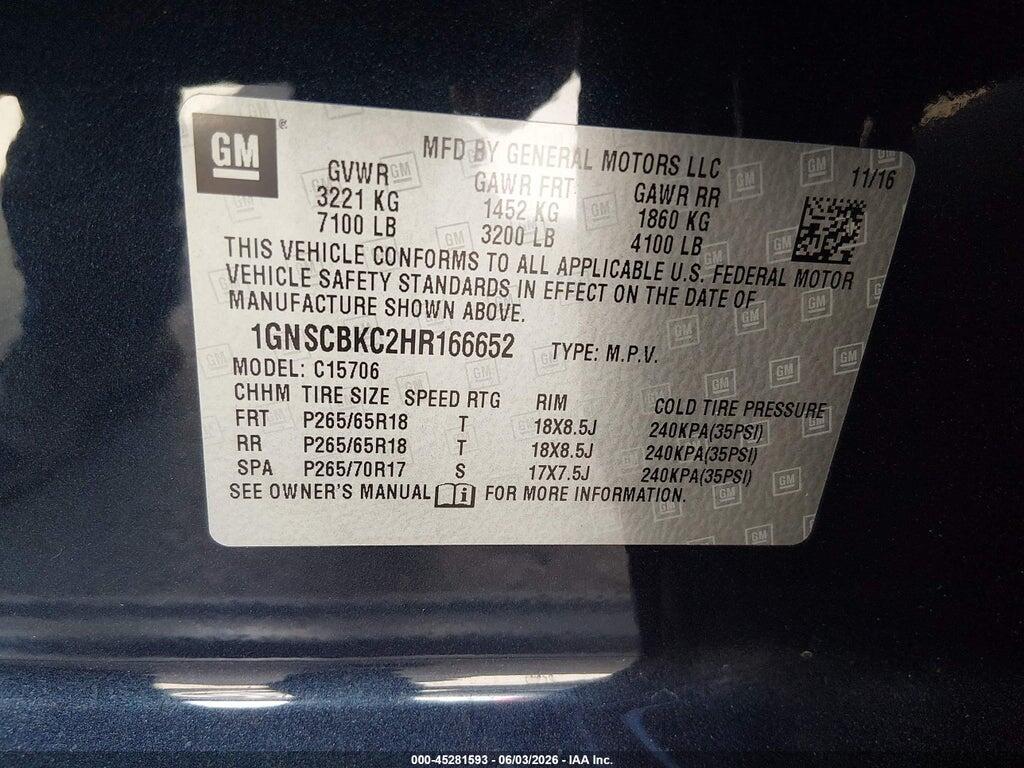 1GNSCBKC2HR166652 2017 CHEVROLET TAHOE photo no. 9