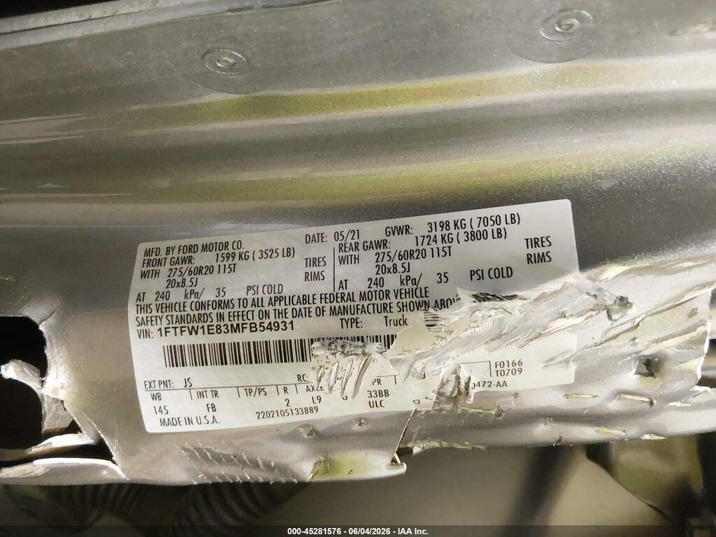 1FTFW1E83MFB54931 2021 FORD F-150 photo no. 9