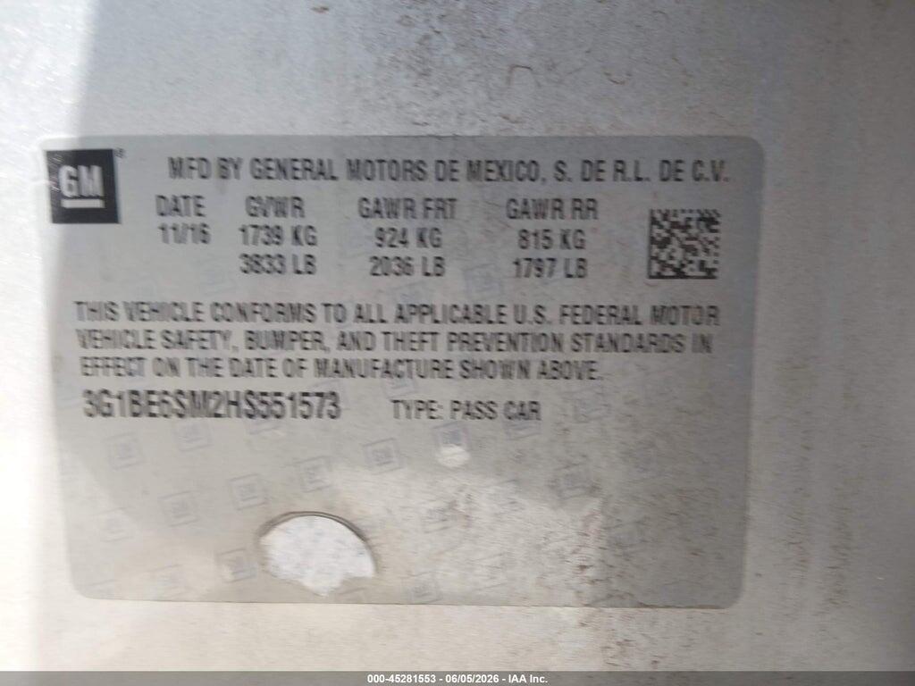 3G1BE6SM2HS551573 2017 CHEVROLET CRUZE photo no. 9