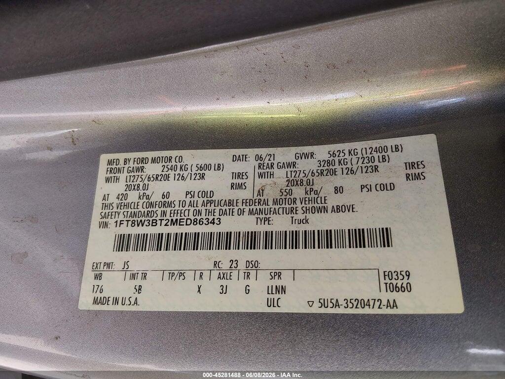 1FT8W3BT2MED86343 2021 FORD F-350 photo no. 9