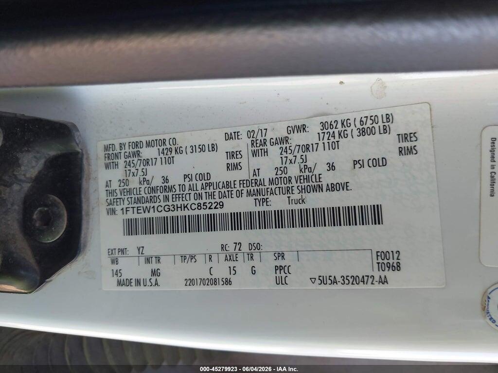 1FTEW1CG3HKC85229 2017 FORD F-150 photo no. 9