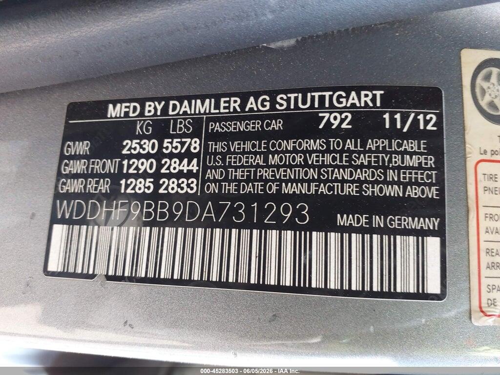 WDDHF9BB9DA731293 2013 MERCEDES-BENZ E 550 photo no. 9