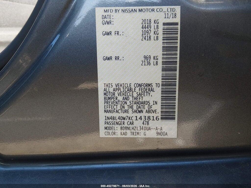 1N4BL4DW7KC143816 2019 NISSAN ALTIMA photo no. 9