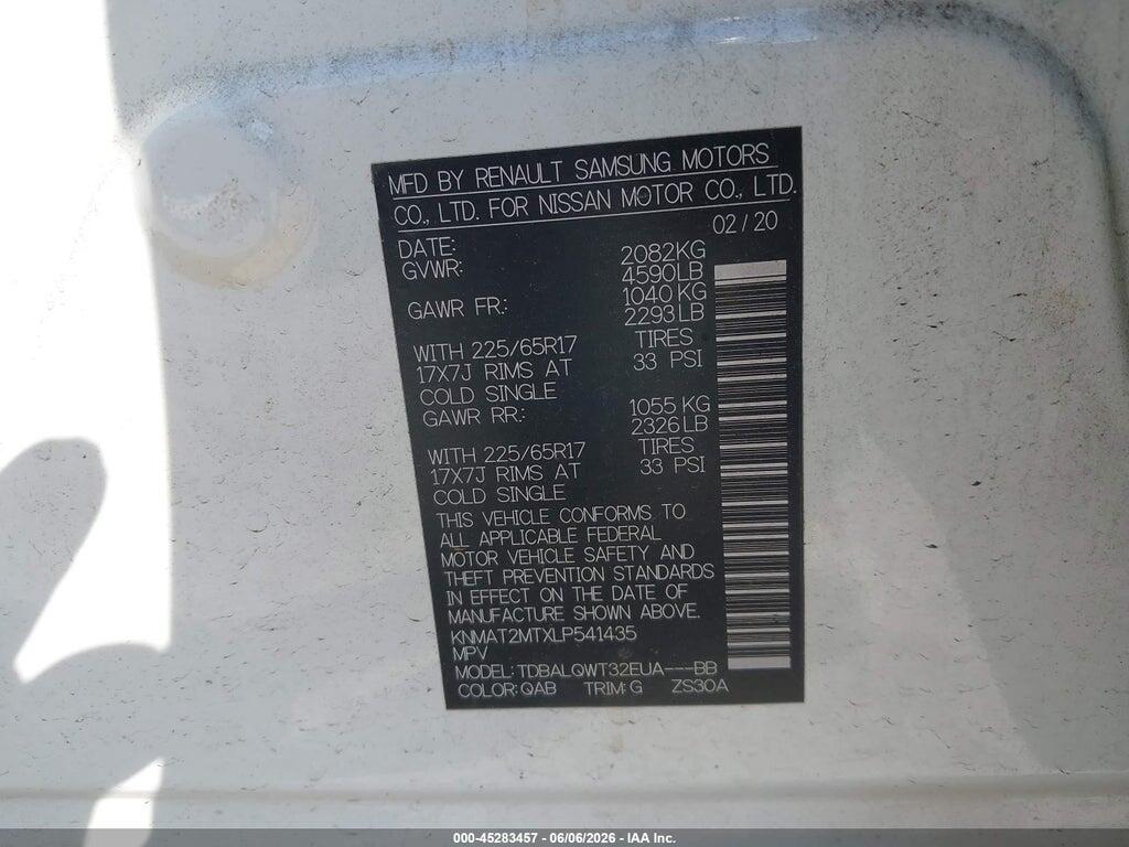 KNMAT2MTXLP541435 2020 NISSAN ROGUE photo no. 9