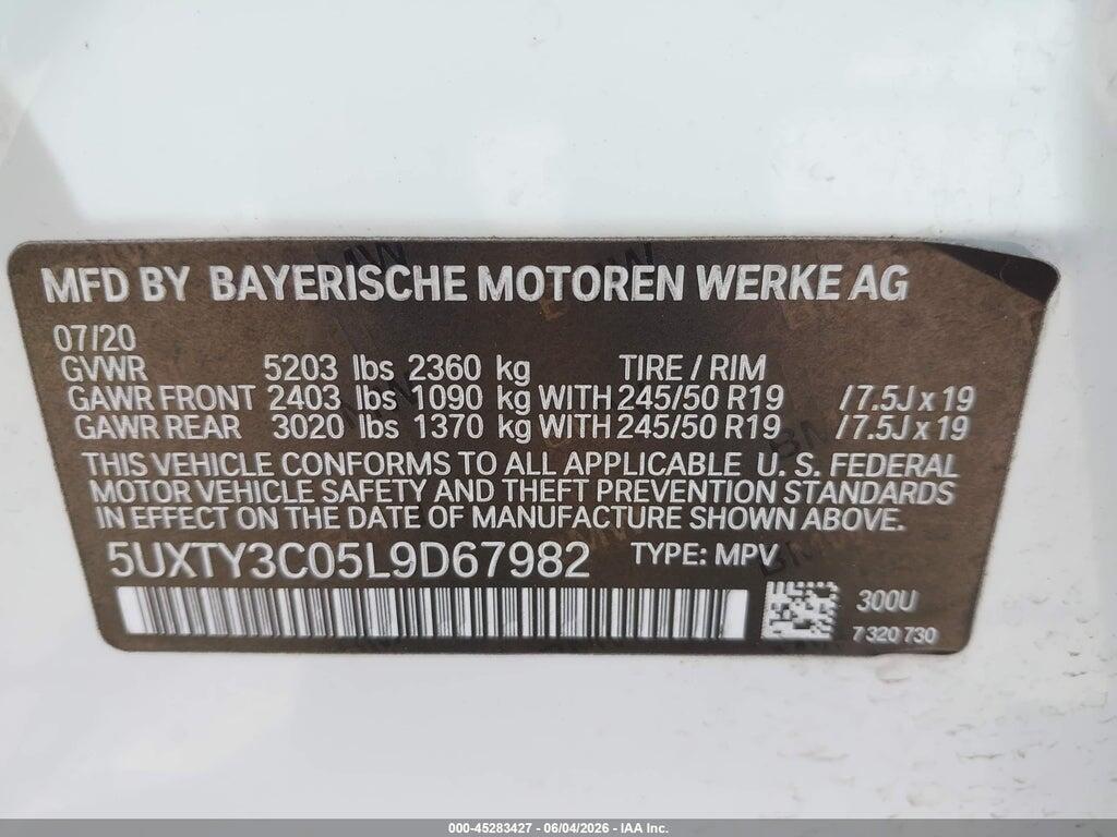 5UXTY3C05L9D67982 2020 BMW X3 photo no. 9