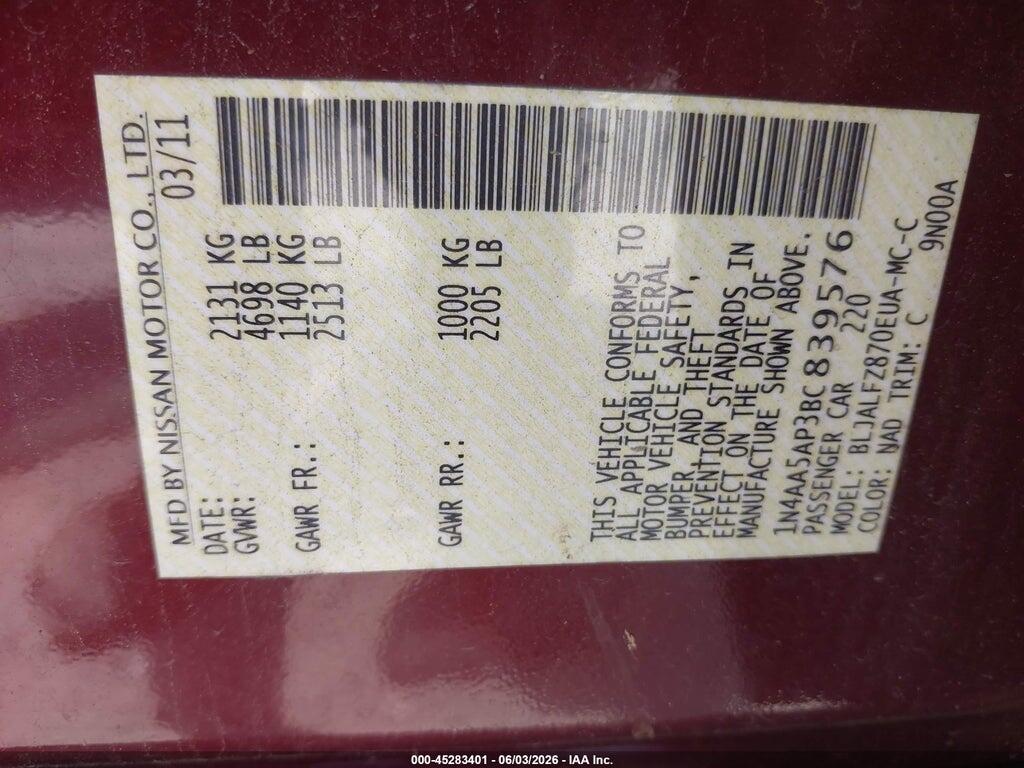 1N4AA5AP3BC839576 2011 NISSAN MAXIMA photo no. 9