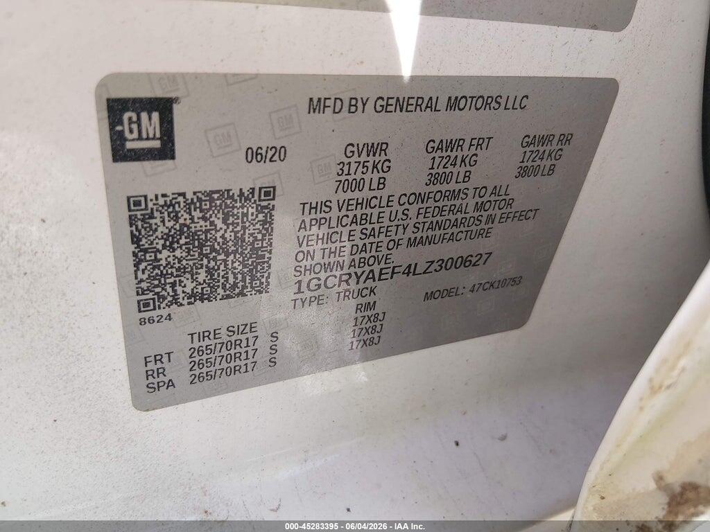1GCRYAEF4LZ300627 2020 CHEVROLET SILVERADO 1500 photo no. 9