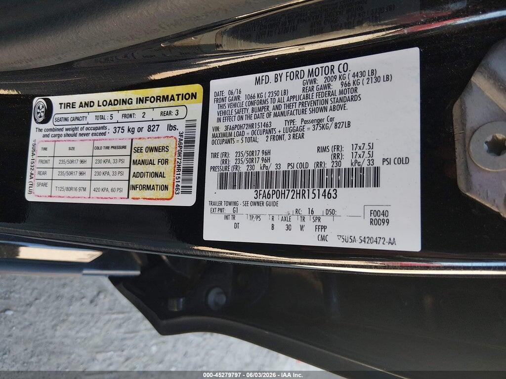 3FA6P0H72HR151463 2017 FORD FUSION photo no. 9