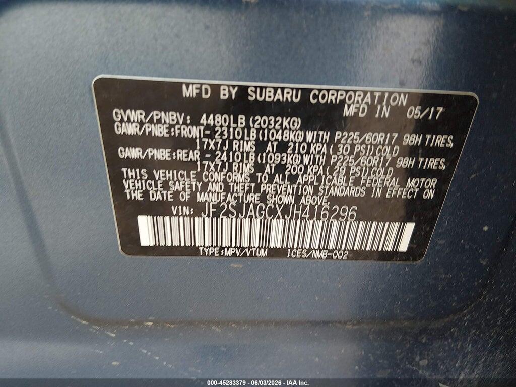 JF2SJAGCXJH416296 2018 SUBARU FORESTER photo no. 9