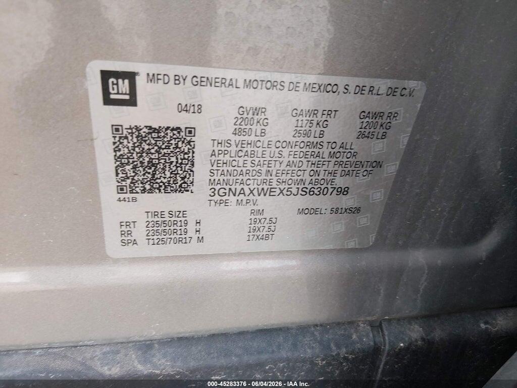 3GNAXWEX5JS630798 2018 CHEVROLET EQUINOX photo no. 9