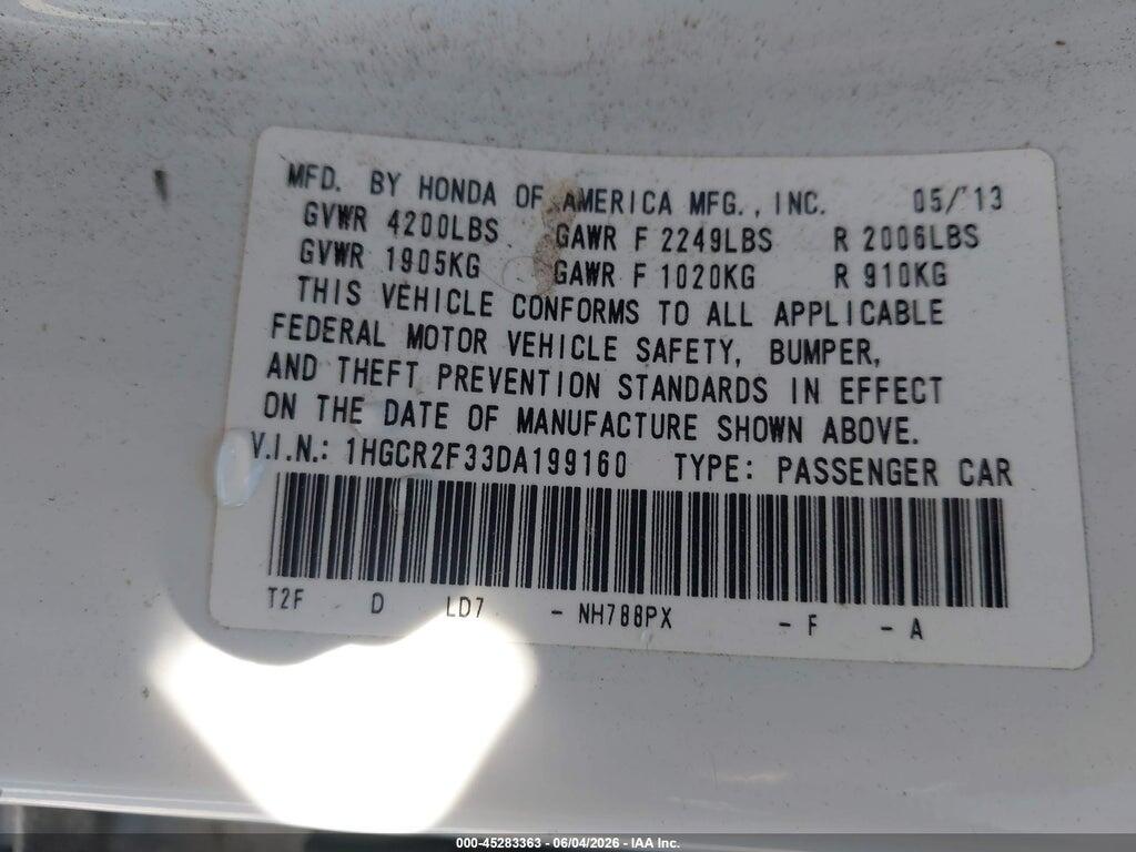 1HGCR2F33DA199160 2013 HONDA ACCORD photo no. 9