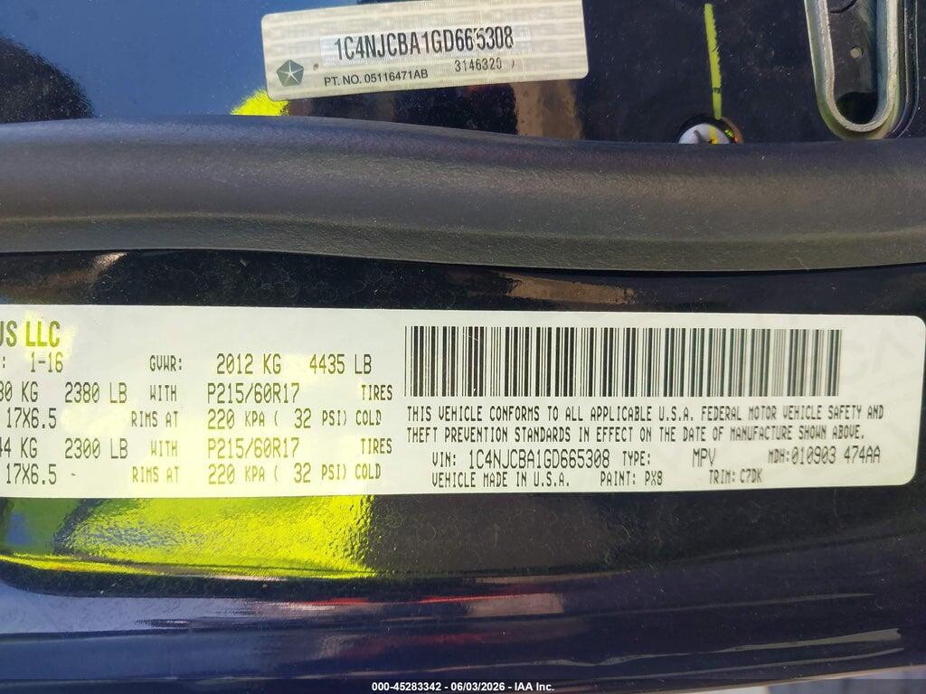 1C4NJCBA1GD665308 2016 JEEP COMPASS photo no. 9
