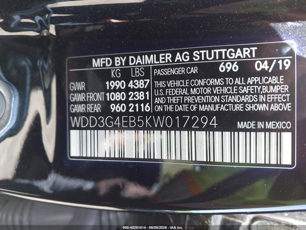WDD3G4EB5KW017294 2019 MERCEDES-BENZ A 220 photo no. 9