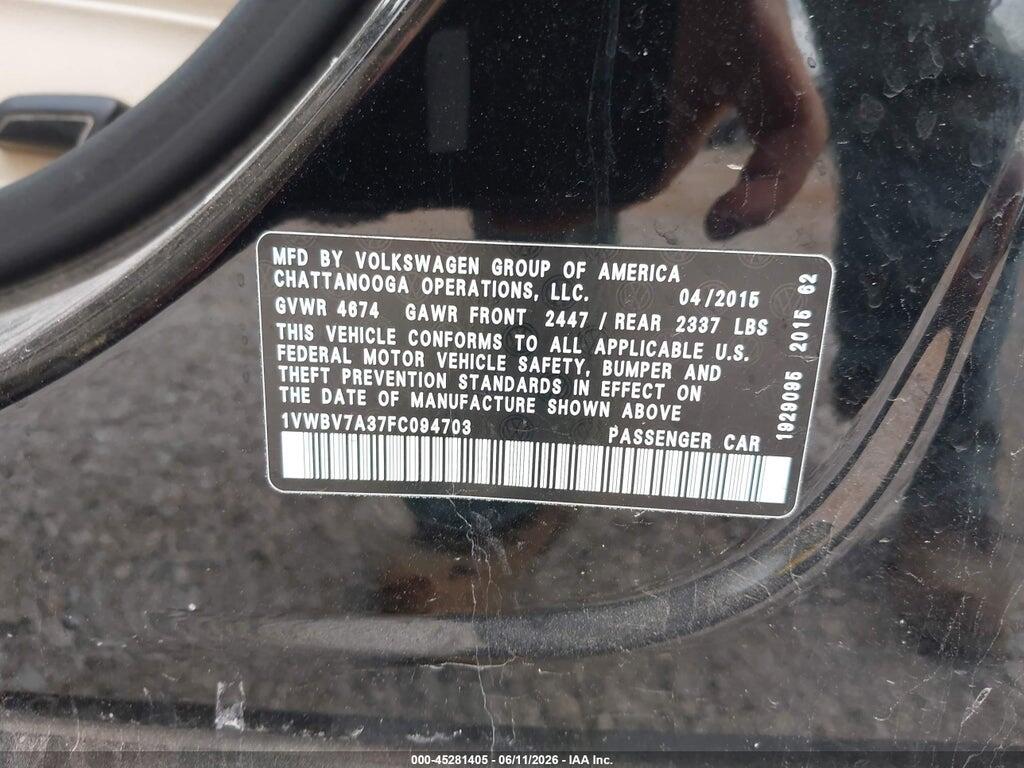 1VWBV7A37FC094703 2015 VOLKSWAGEN PASSAT photo no. 10