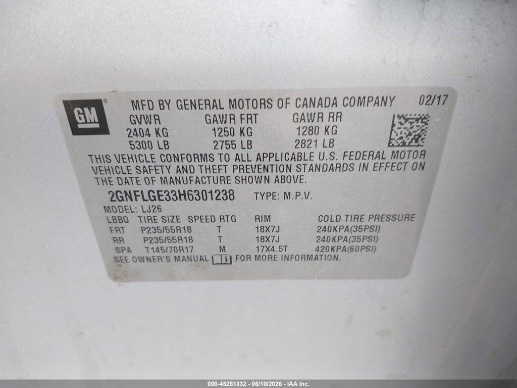 2GNFLGE33H6301238 2017 CHEVROLET EQUINOX photo no. 9