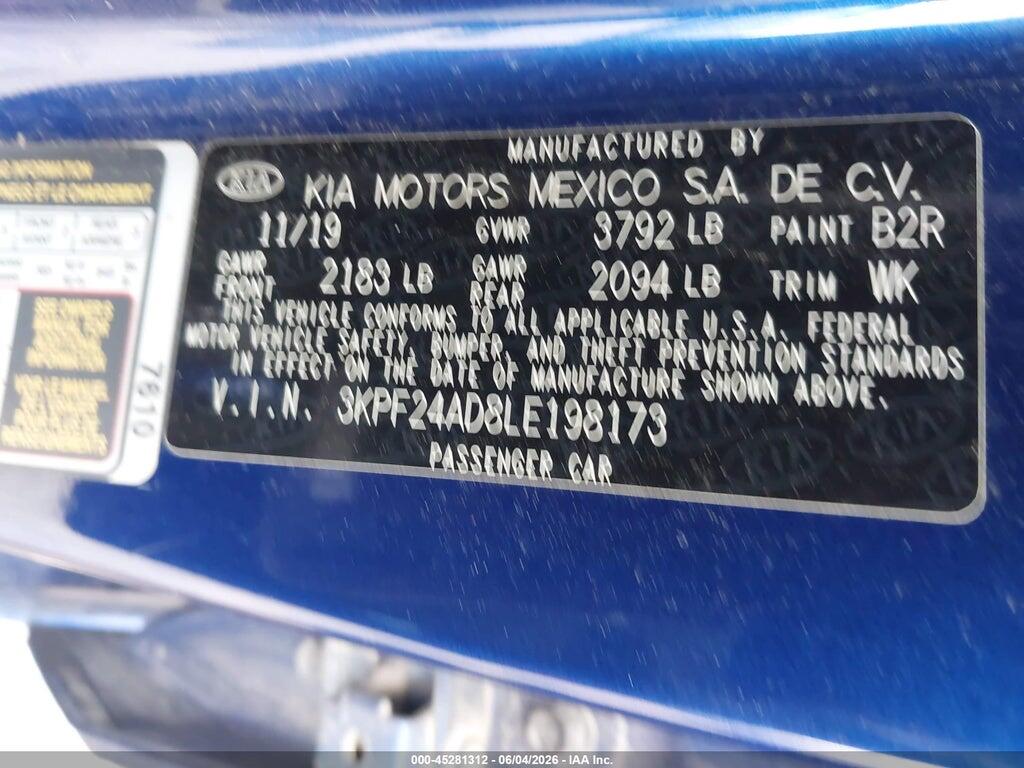 3KPF24AD8LE198173 2020 KIA FORTE photo no. 9