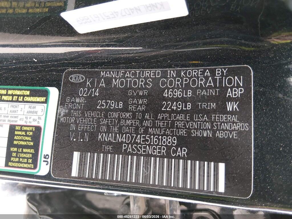 KNALN4D74E5161889 2014 KIA CADENZA photo no. 9