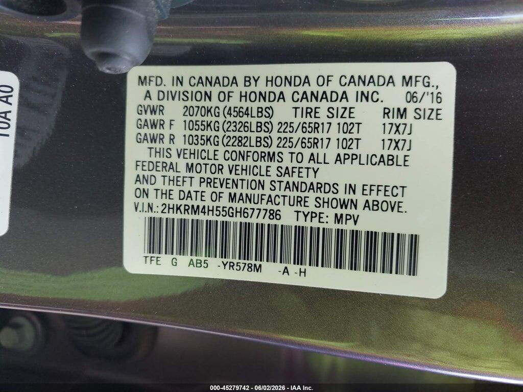 2HKRM4H55GH677786 2016 HONDA CR-V photo no. 9