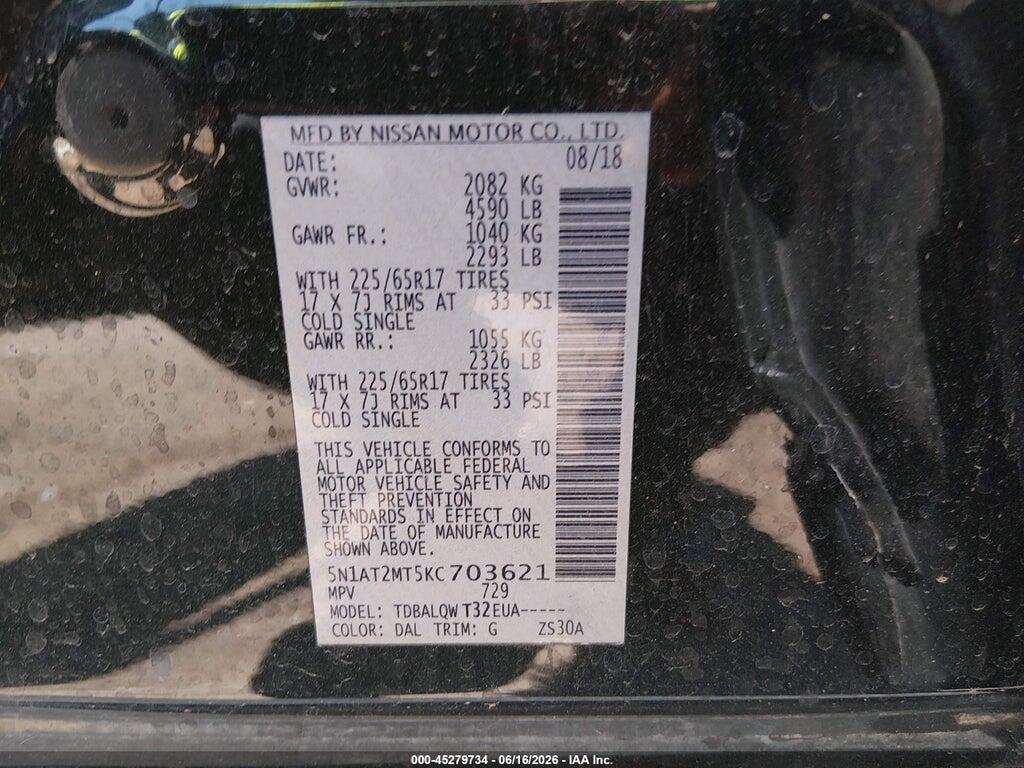 5N1AT2MT5KC703621 2019 NISSAN ROGUE photo no. 9