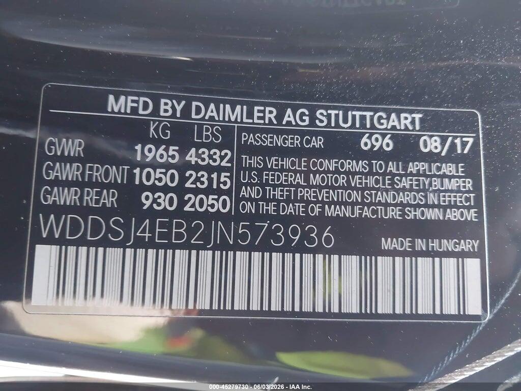 WDDSJ4EB2JN573936 2018 MERCEDES-BENZ CLA 250 photo no. 9