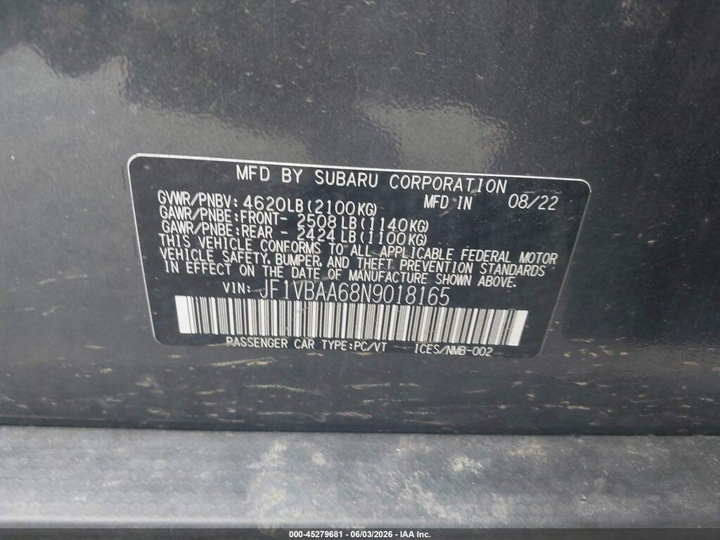 JF1VBAA68N9018165 2022 SUBARU WRX photo no. 9