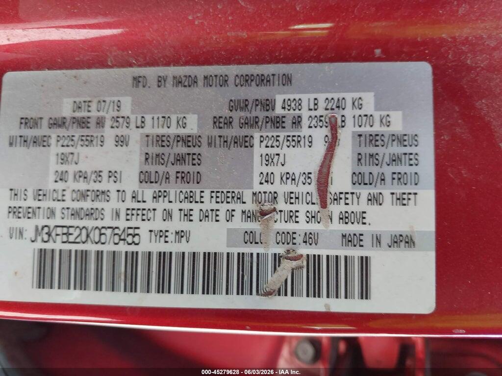 JM3KFBE20K0676455 2019 MAZDA CX-5 photo no. 9