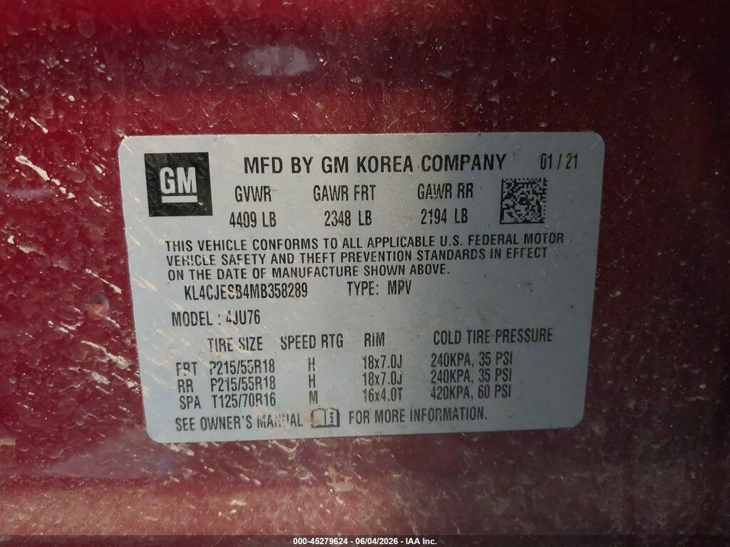 KL4CJESB4MB358289 2021 BUICK ENCORE photo no. 9