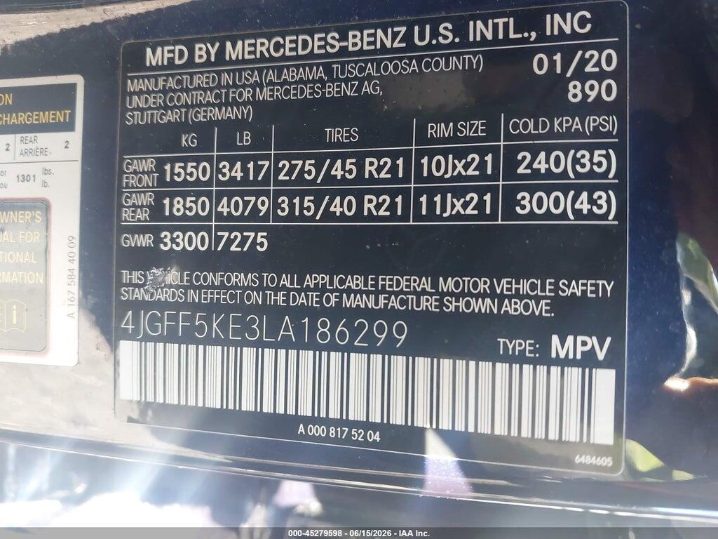4JGFF5KE3LA186299 2020 MERCEDES-BENZ GLS 450 photo no. 9