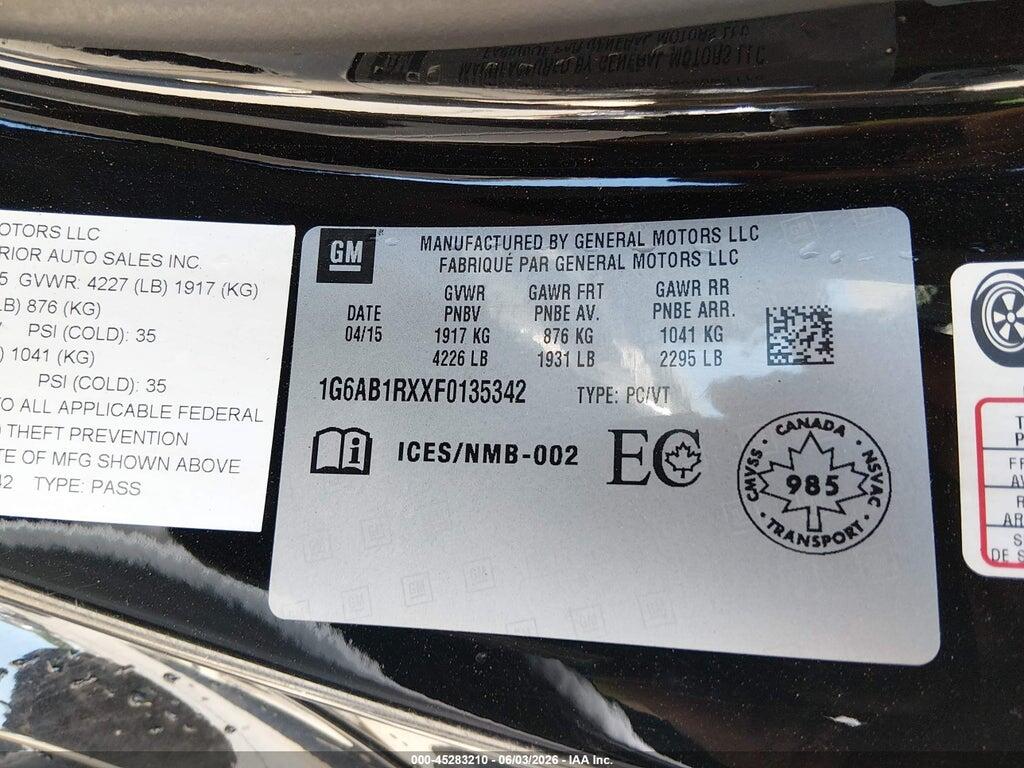 1G6AB1RXXF0135342 2015 CADILLAC ATS photo no. 9