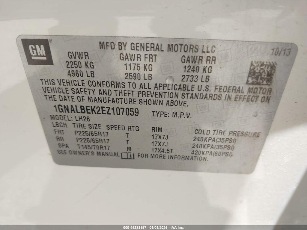 1GNALBEK2EZ107059 2014 CHEVROLET EQUINOX photo no. 9