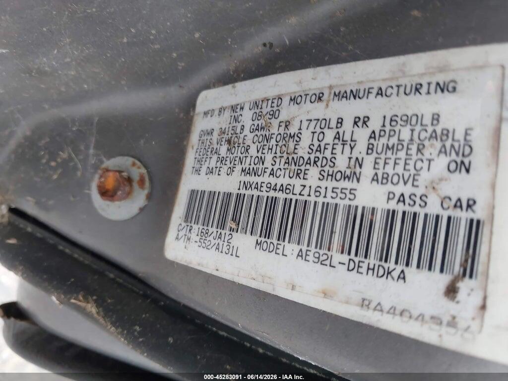 1NXAE94A6LZ161555 1990 TOYOTA COROLLA photo no. 9