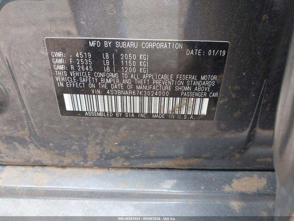 4S3BNAR67K3024000 2019 SUBARU LEGACY photo no. 9