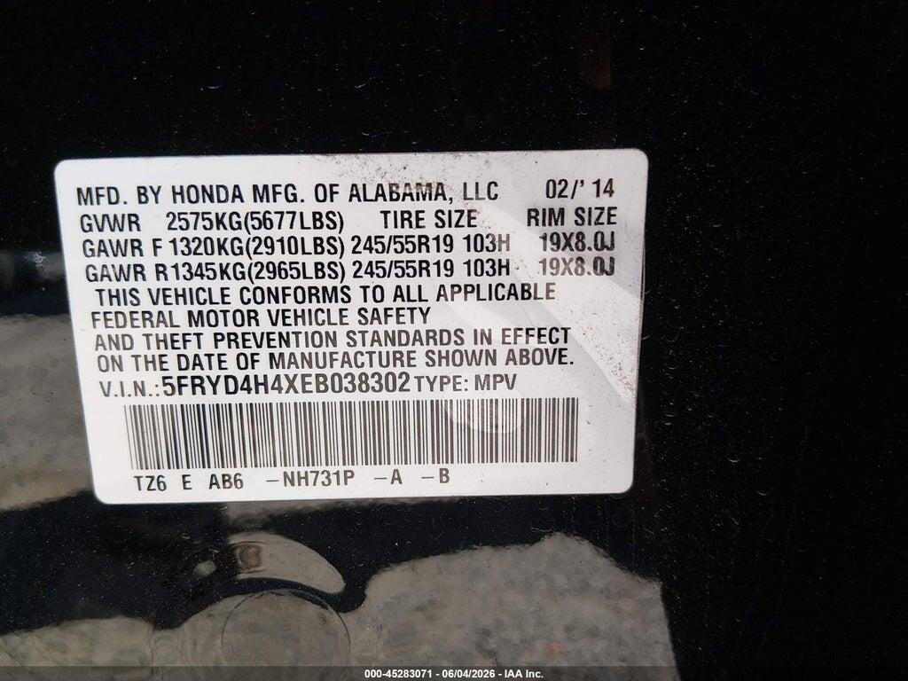 5FRYD4H4XEB038302 2014 ACURA MDX photo no. 9