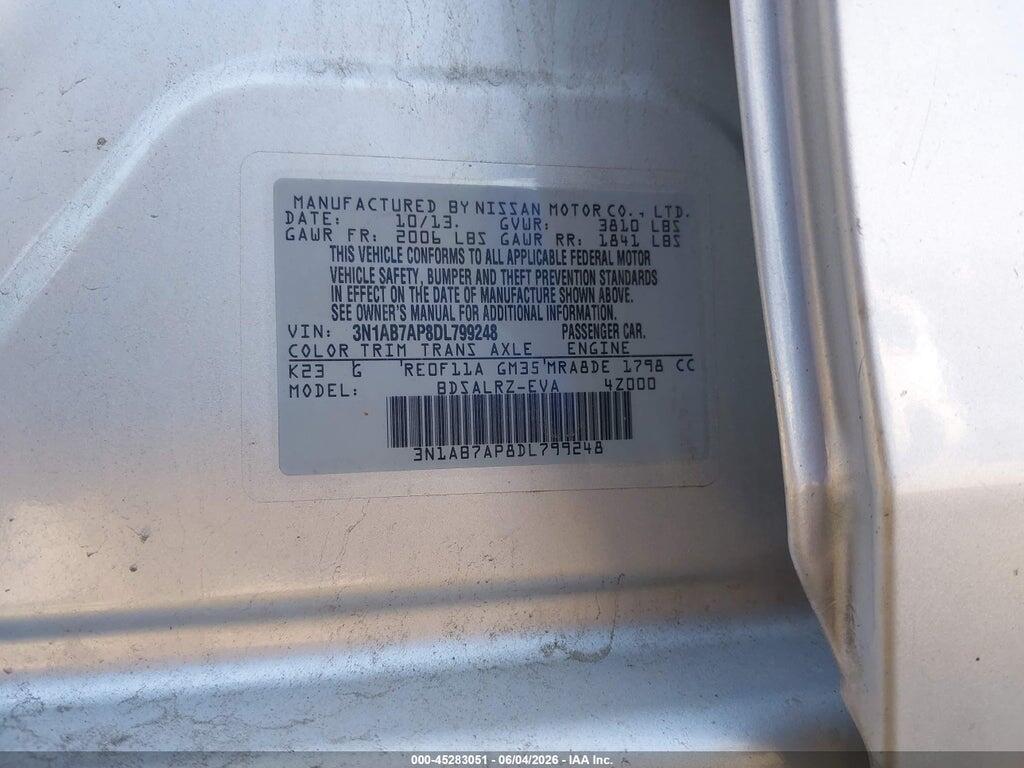 3N1AB7AP8DL799248 2013 NISSAN SENTRA photo no. 9