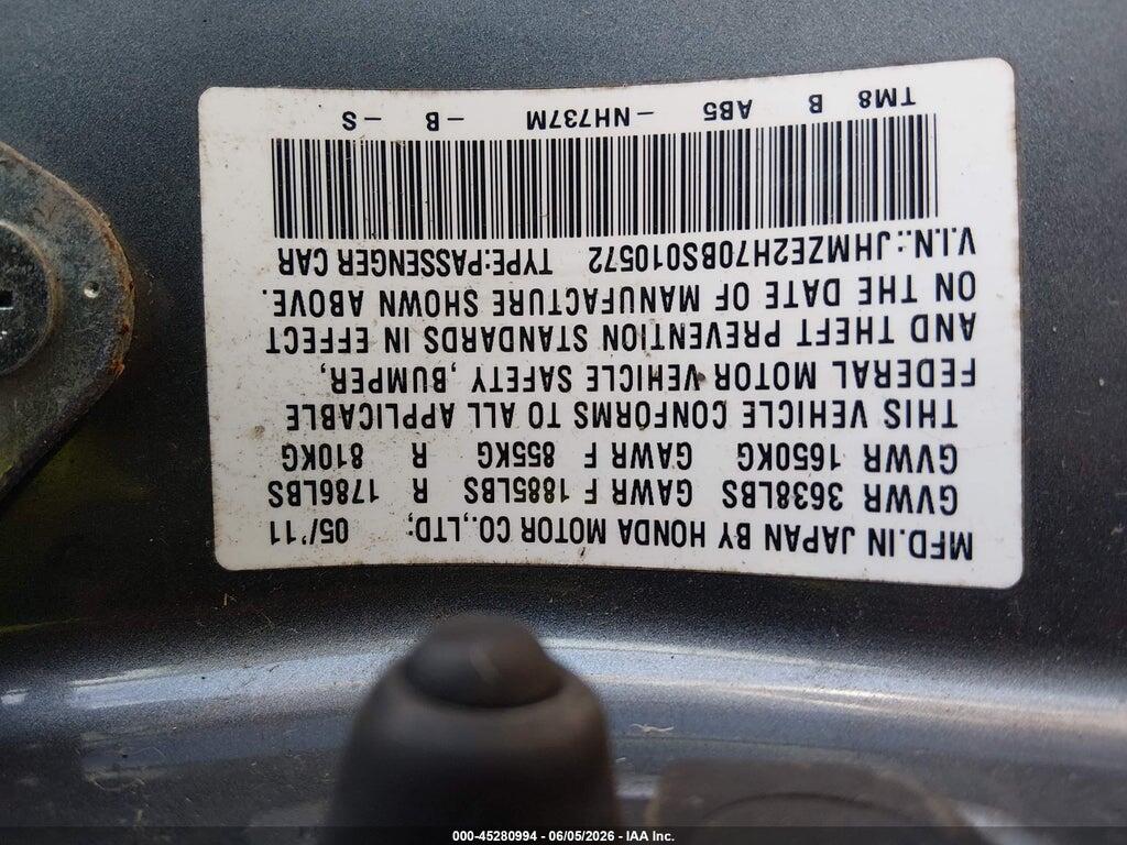 JHMZE2H70BS010572 2011 HONDA INSIGHT photo no. 9