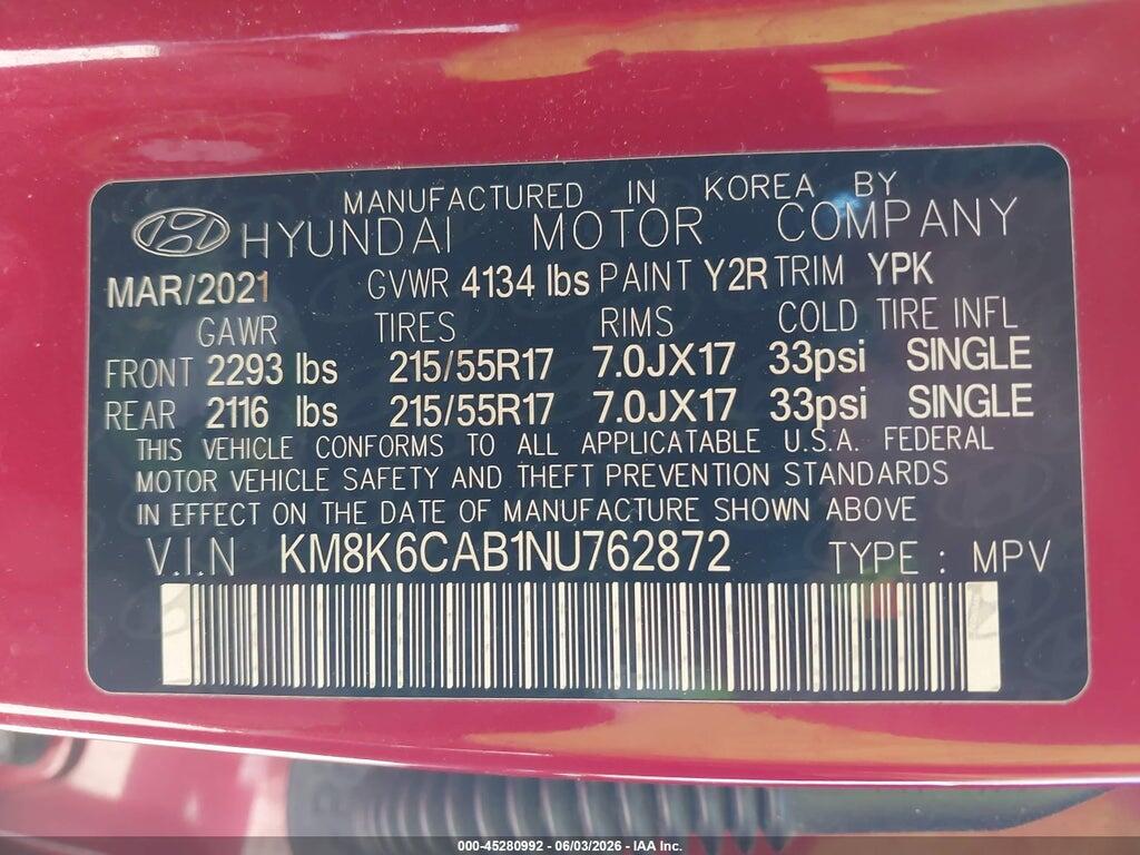 KM8K6CAB1NU762872 2022 HYUNDAI KONA photo no. 9