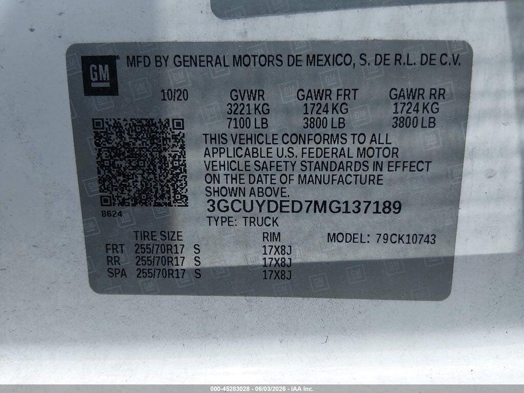 3GCUYDED7MG137189 2021 CHEVROLET SILVERADO 1500 photo no. 9