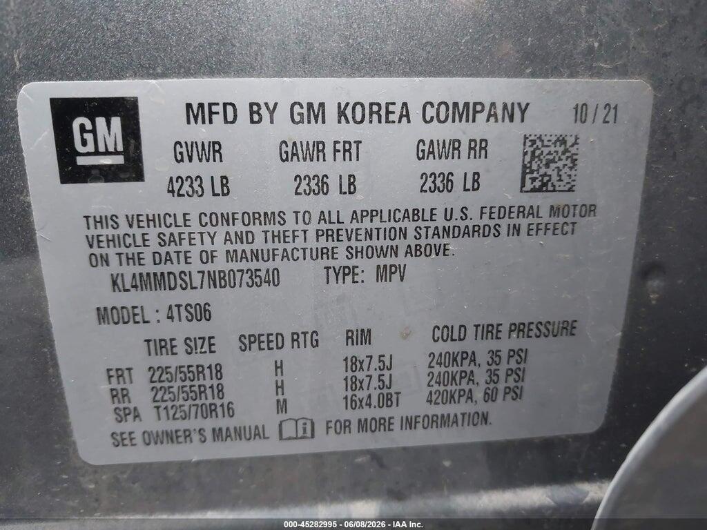 KL4MMDSL7NB073540 2022 BUICK ENCORE GX photo no. 9