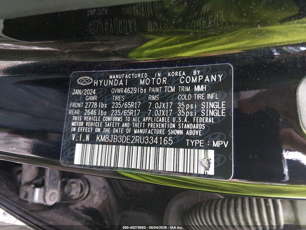 KM8JB3DE2RU334165 2024 HYUNDAI TUCSON photo no. 9