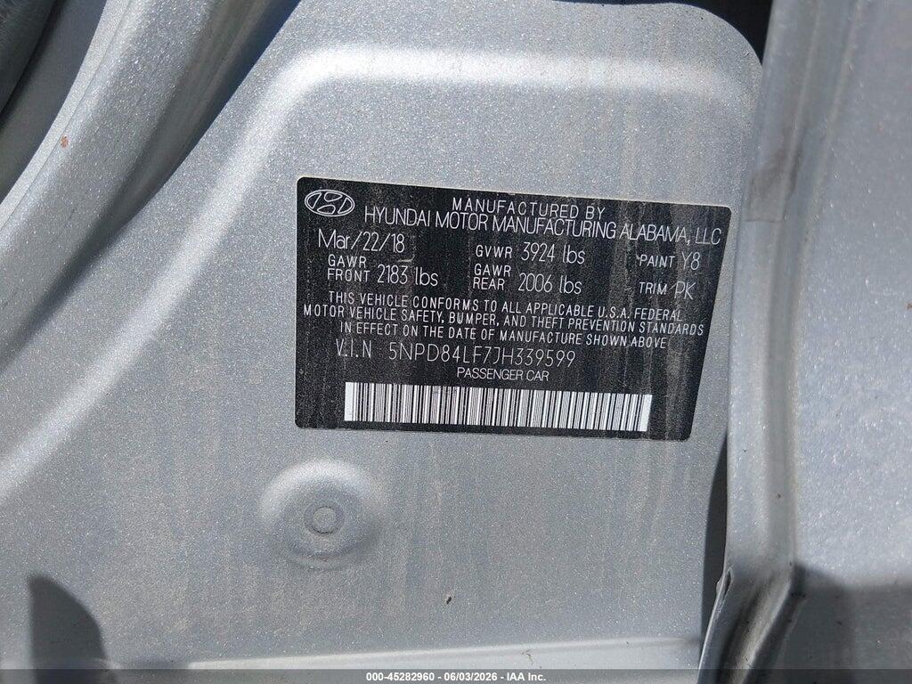 5NPD84LF7JH339599 2018 HYUNDAI ELANTRA photo no. 9