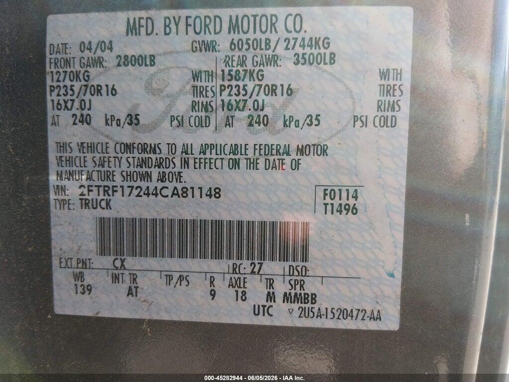 2FTRF17244CA81148 2004 FORD F-150 HERITAGE photo no. 9