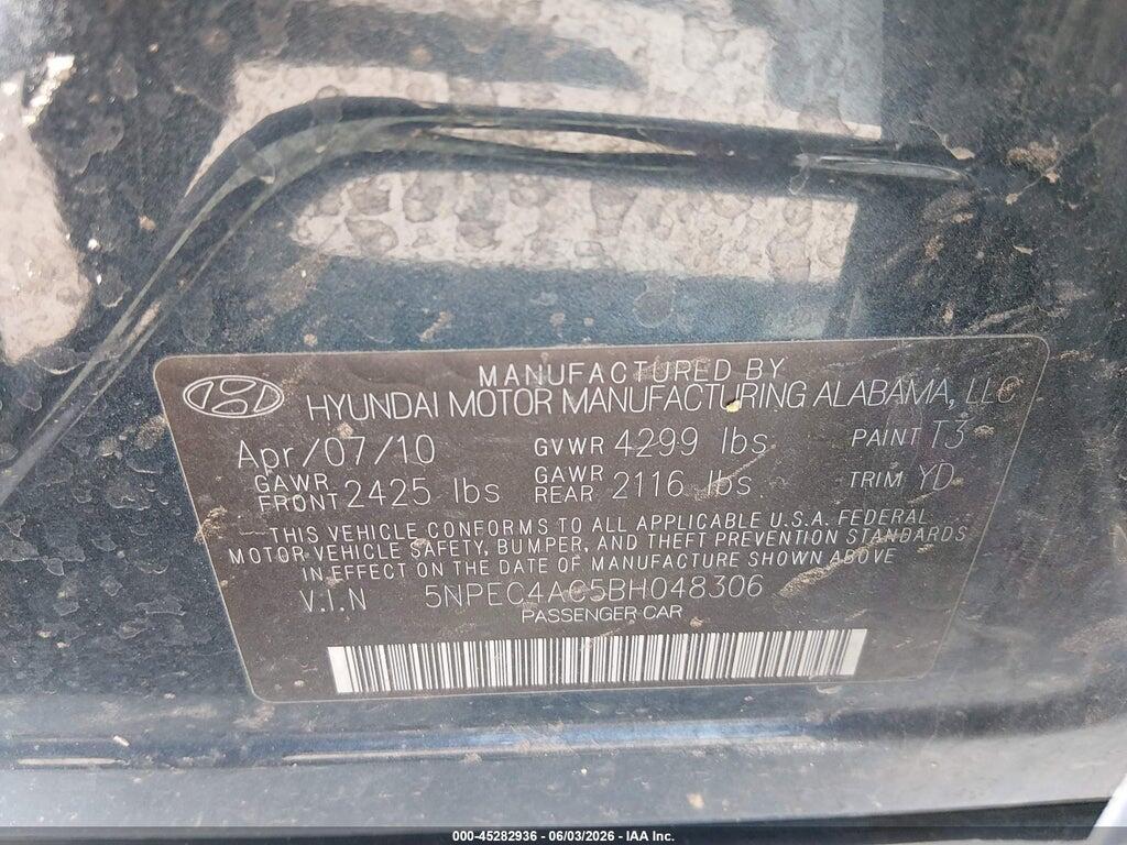 5NPEC4AC5BH048306 2011 HYUNDAI SONATA photo no. 9
