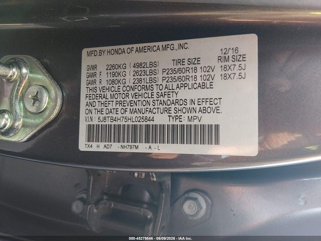 5J8TB4H75HL025844 2017 ACURA RDX photo no. 9