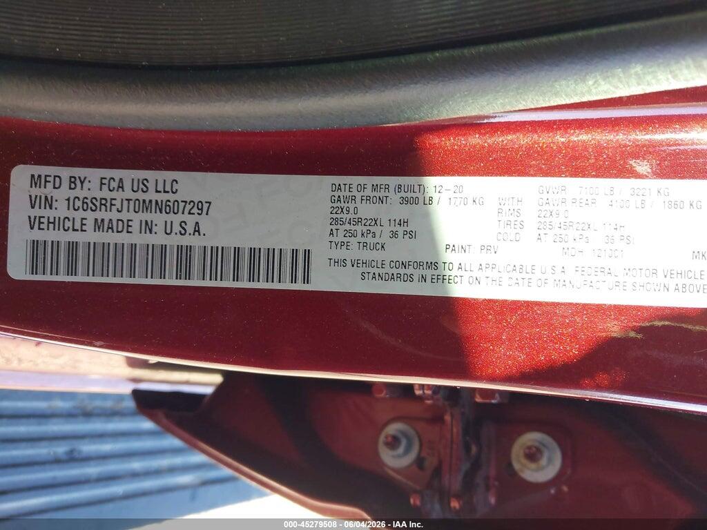 1C6SRFJT0MN607297 2021 RAM 1500 photo no. 9