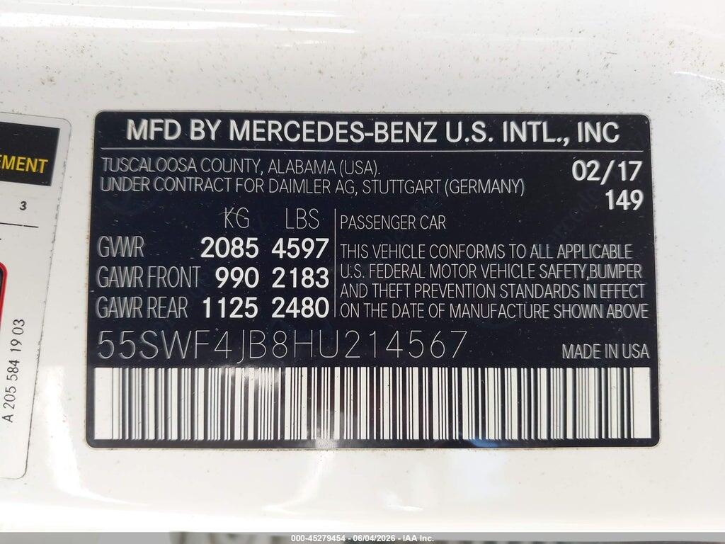 55SWF4JB8HU214567 2017 MERCEDES-BENZ C 300 photo no. 9