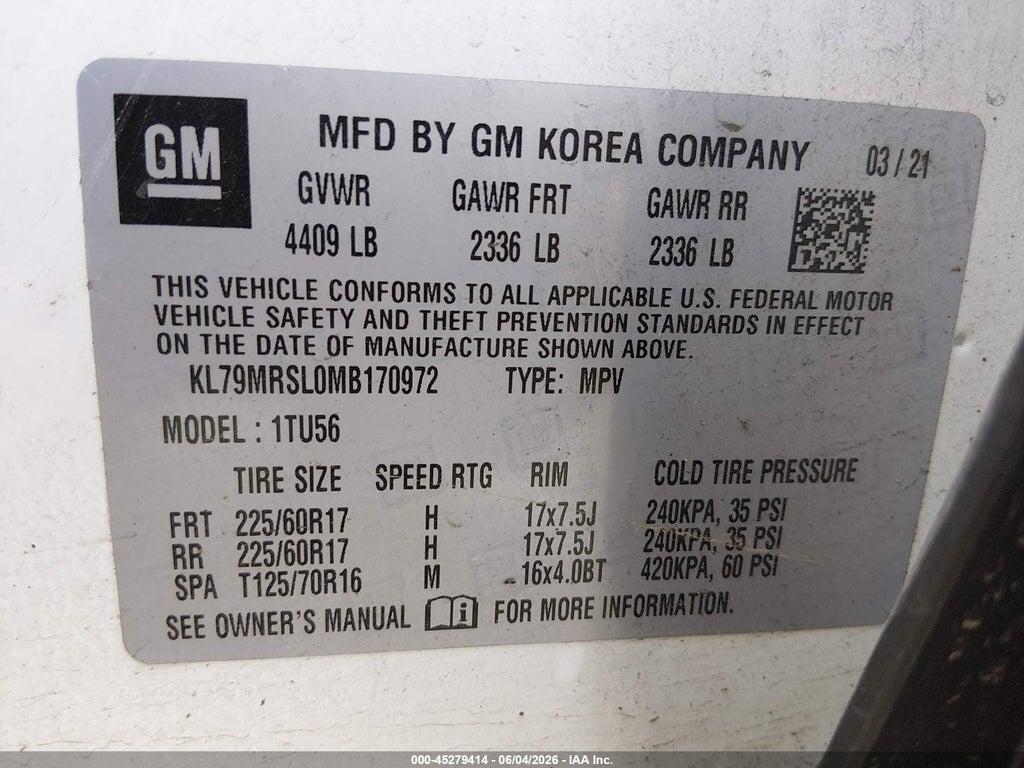 KL79MRSL0MB170972 2021 CHEVROLET TRAILBLAZER photo no. 9