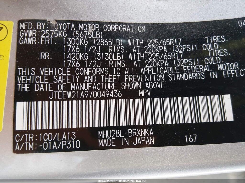JTEEW21A970049436 2007 TOYOTA HIGHLANDER HYBRID photo no. 9