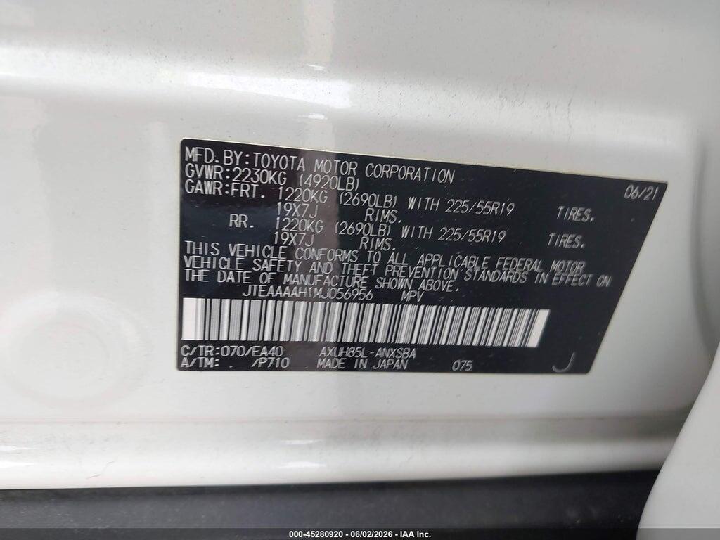 JTEAAAAH1MJ056956 2021 TOYOTA VENZA photo no. 9