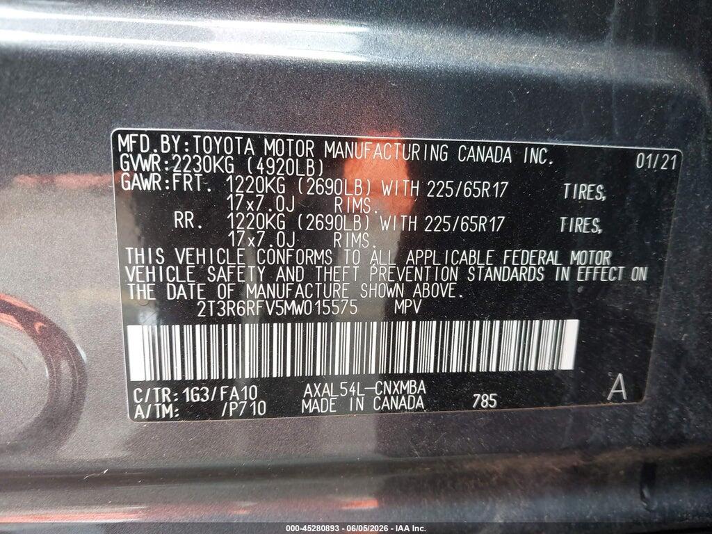 2T3R6RFV5MW015575 2021 TOYOTA RAV4 HYBRID photo no. 9